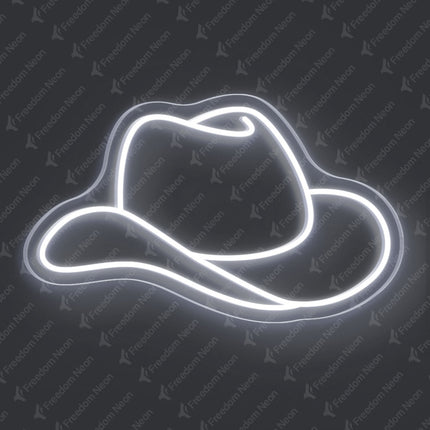 White Cowboy Hat Neon Sign