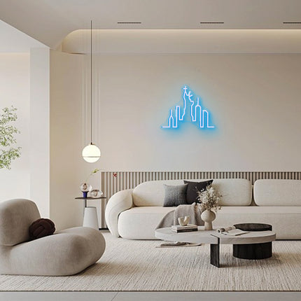 Ice Blue New York Statue of Liberty Neon Sign