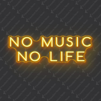 Golden Yellow No Music No Life Neon Sign