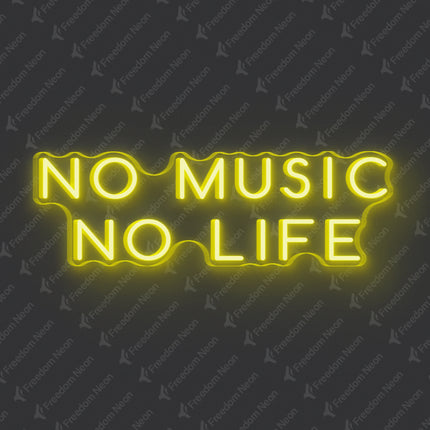 Lemon Yellow No Music No Life Neon Sign