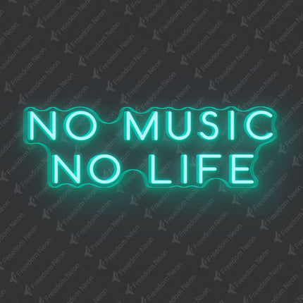 Mint Green No Music No Life Neon Sign