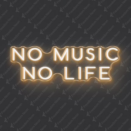 Warm White No Music No Life Neon Sign