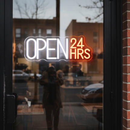 Orange "Open 24hrs" Neon Sign