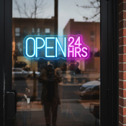 Pink "Open 24hrs" Neon Sign