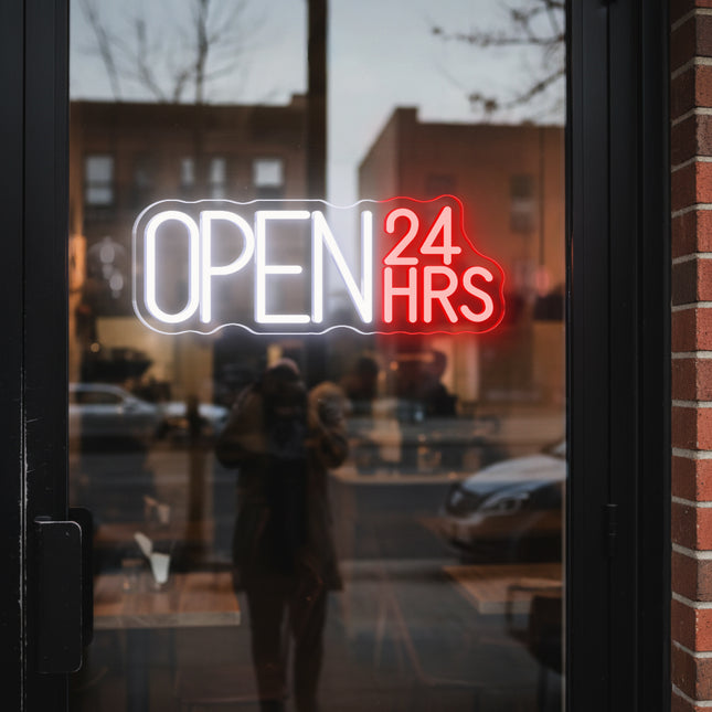Red "Open 24hrs" Neon Sign