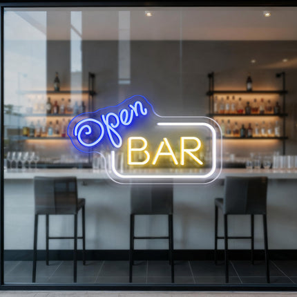 Blue Open & Bar Neon Sign