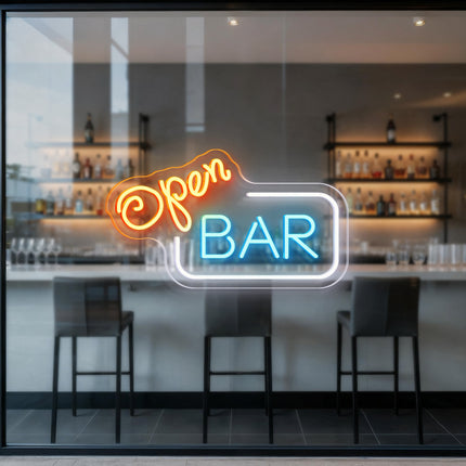Golden Yellow Open & Bar Neon Sign