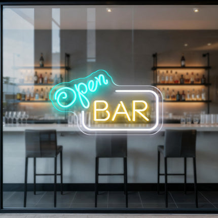 Mint Open & Bar Neon Sign