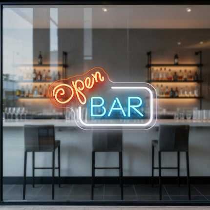 Orange Open & Bar Neon Sign