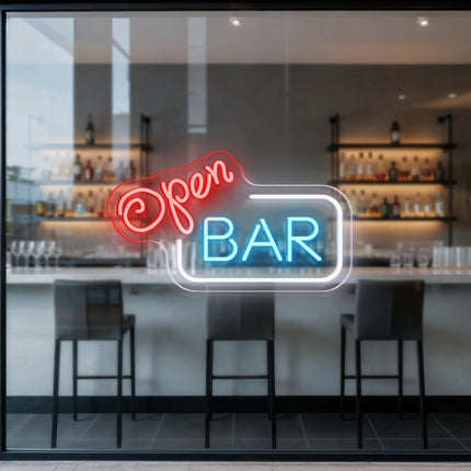 Red Open & Bar Neon Sign