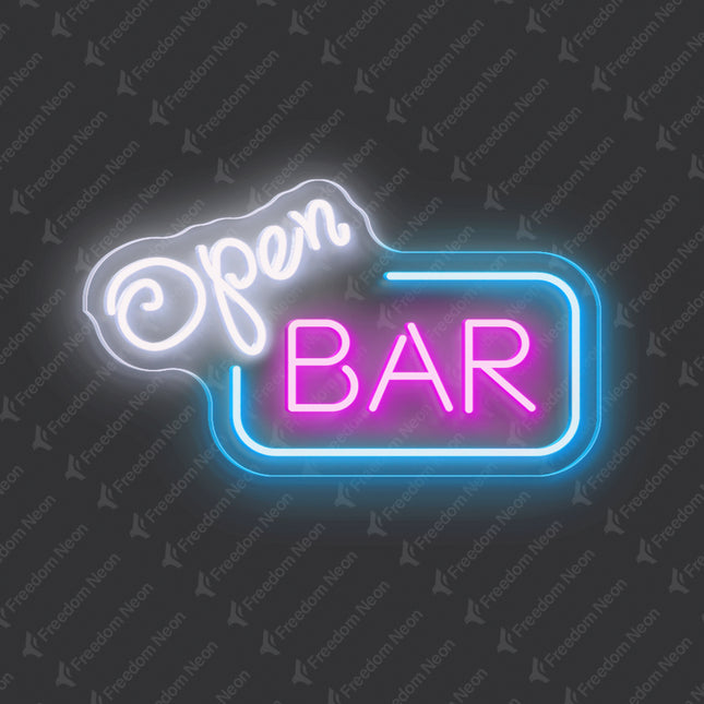 White Open & Bar Neon Sign