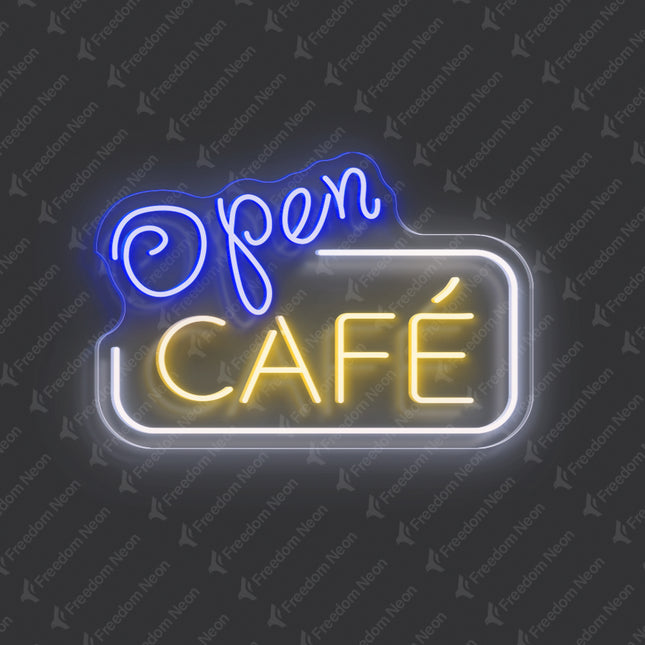 Blue Open & Cafe Neon Sign
