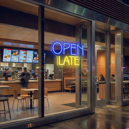 Blue OPEN LATE Neon Sign