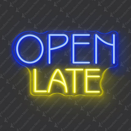 Blue OPEN LATE Neon Sign