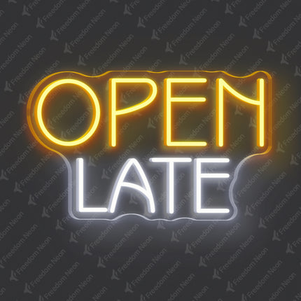 Golden Yellow OPEN LATE Neon Sign