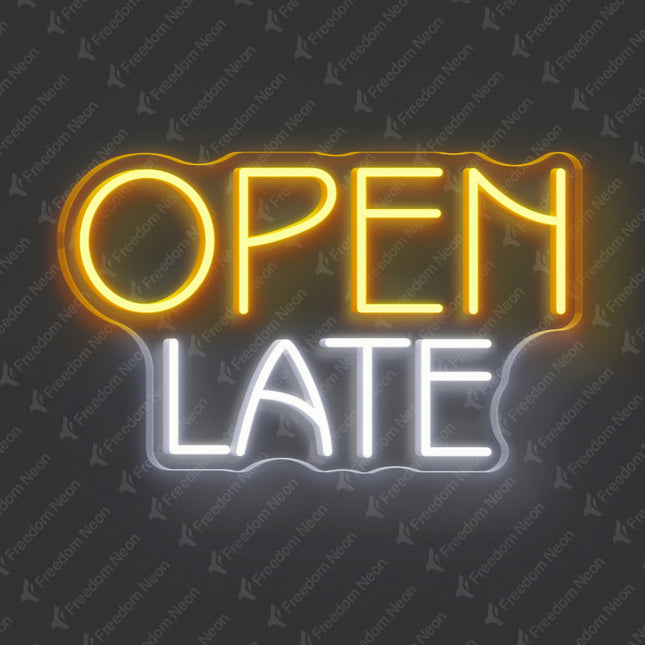 Golden Yellow OPEN LATE Neon Sign