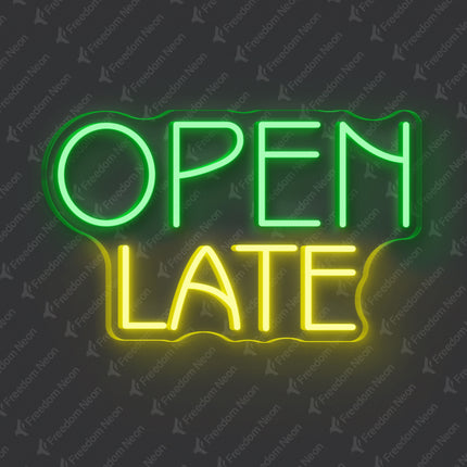 Green OPEN LATE Neon Sign