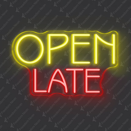 Lemon Yellow OPEN LATE Neon Sign