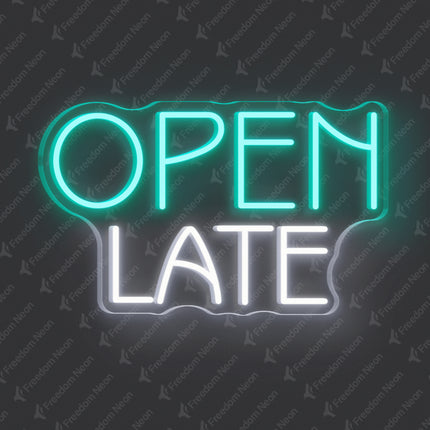 Mint Green OPEN LATE Neon Sign