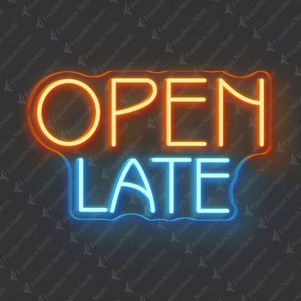 Orange OPEN LATE Neon Sign