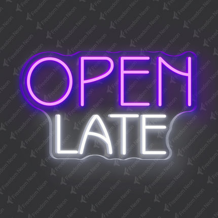 Purple OPEN LATE Neon Sign