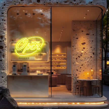 Lemon Yellow "OPEN NOW" Neon Sign