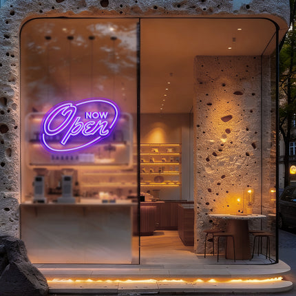 Purple "OPEN NOW" Neon Sign