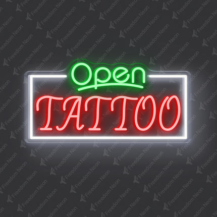 Green & Red Open Tattoo Neon Sign