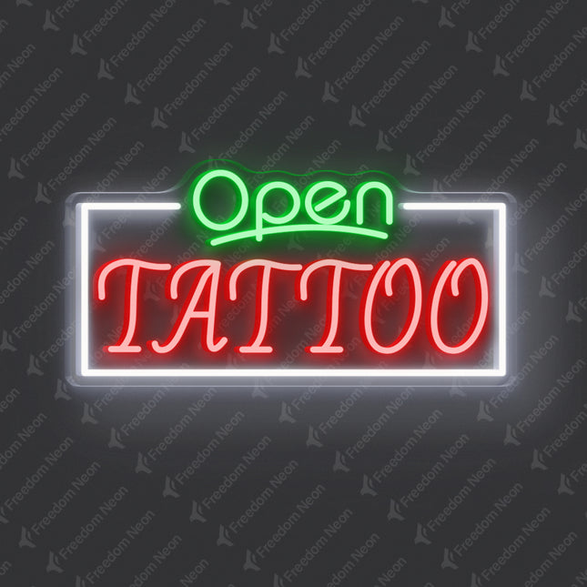 Green & Red Open Tattoo Neon Sign