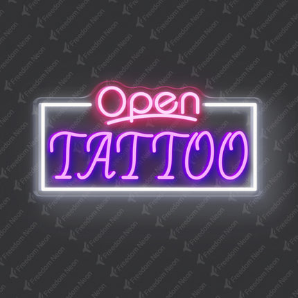 Light Pink & Purple Open Tattoo Neon Sign