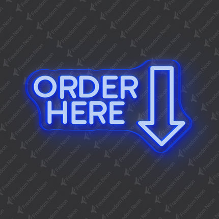 Blue Order Here Neon Sign