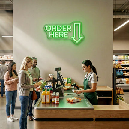 Green Order Here Neon Sign