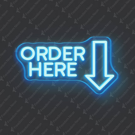 Ice Blue Order Here Neon Sign
