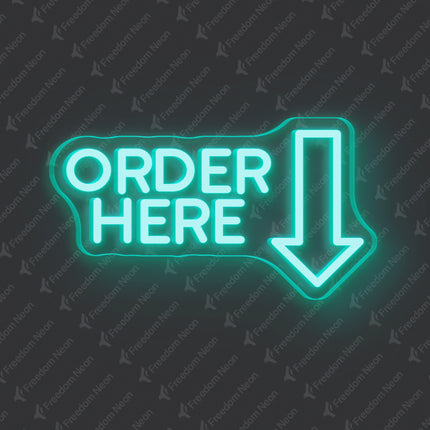 Mint Green Order Here Neon Sign