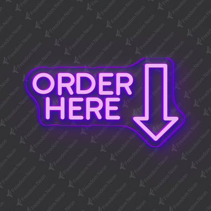 Purple Order Here Neon Sign