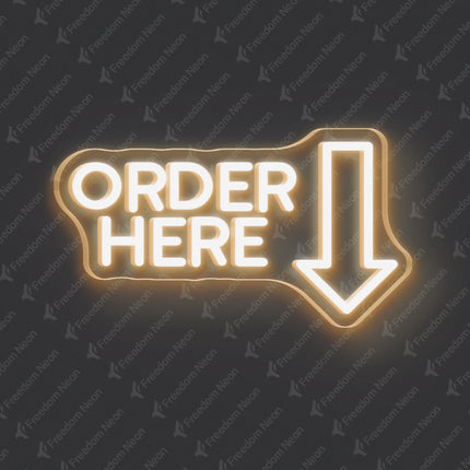 Warm White Order Here Neon Sign