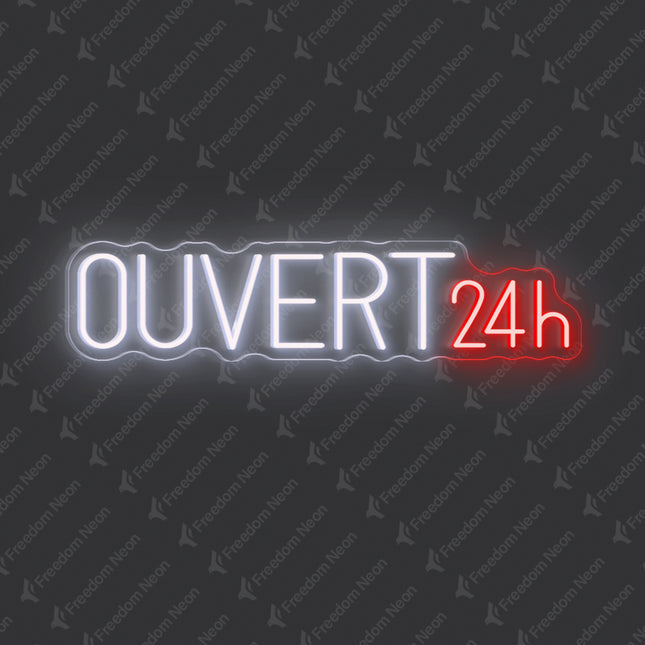 White Ouvert 24H Neon Sign