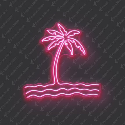 Light Pink Palm Tree & Waves Neon Sign