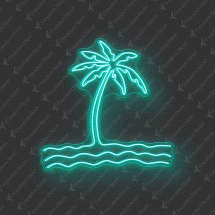 Mint Green Palm Tree & Waves Neon Sign