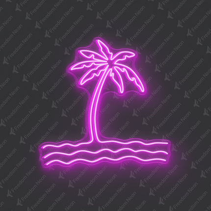 Pink Palm Tree & Waves Neon Sign