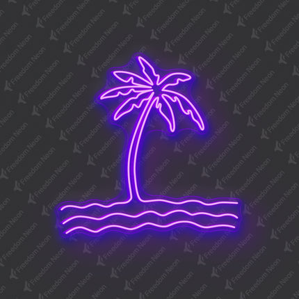 Purple Palm Tree & Waves Neon Sign