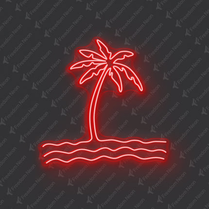 Red Palm Tree & Waves Neon Sign
