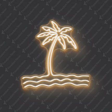 Warm White Palm Tree & Waves Neon Sign