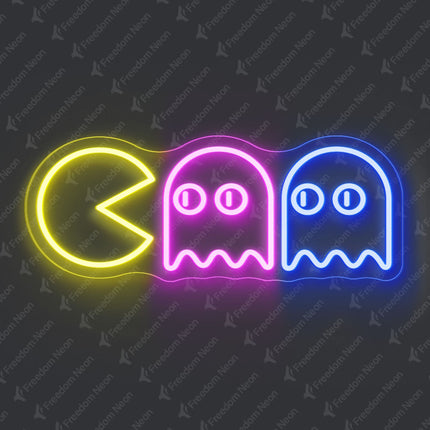 Lemon Yellow, Pink & Blue  Pan Man Neon Sign