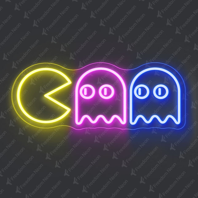 Lemon Yellow, Pink & Blue  Pan Man Neon Sign