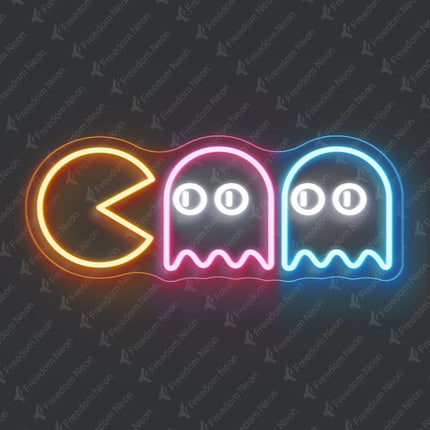 Orange, Light Pink & Ice Blue Pan Man Neon Sign
