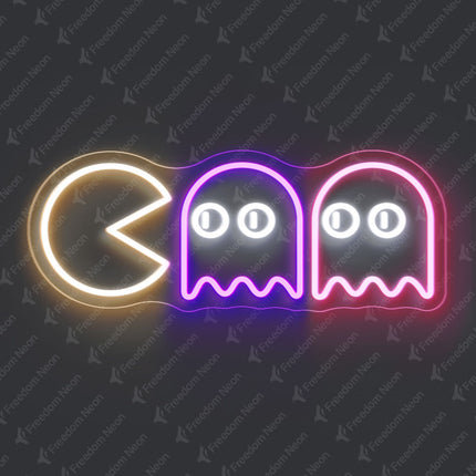 Warm White, Purple & Light Pink Pan Man Neon Sign