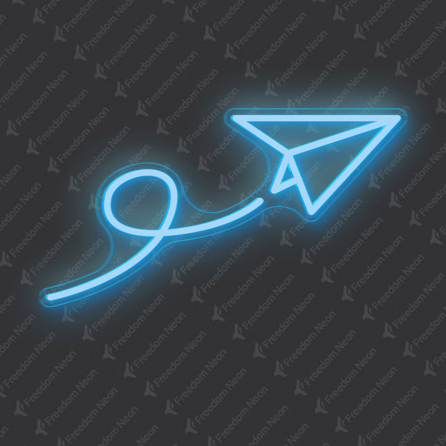 Ice Blue Paper Airplane Neon Sign