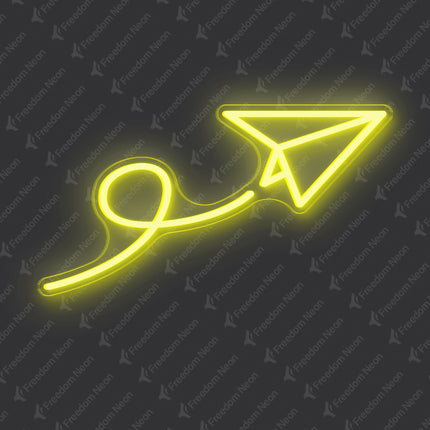 Lemon Yellow Paper Airplane Neon Sign