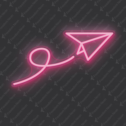 Light Pink Paper Airplane Neon Sign